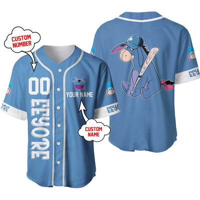 Eeyore Donkey Winnie Pooh Custom name Disney Personalized Unisex Cartoon Custom Baseball Jersey