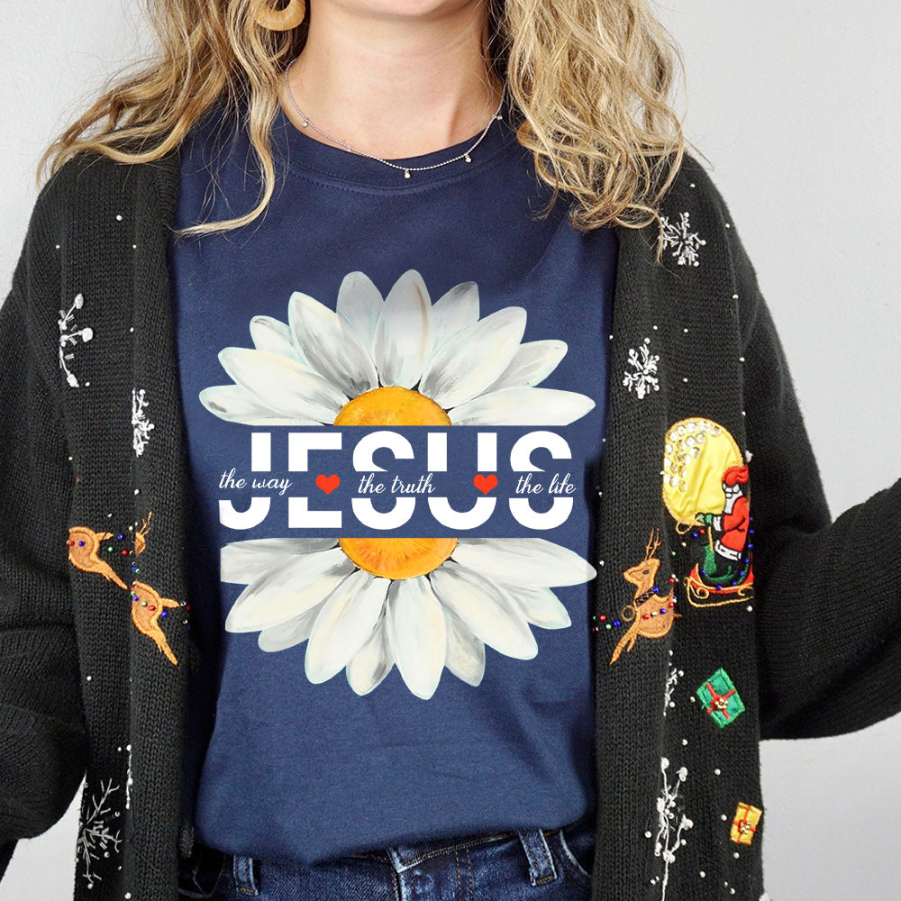 Faith Daisy Flower Jesus Truth Way Life HALZ1611002Z Dark Classic T Shirt