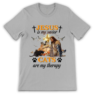 Faith Jesus is My Savior Cats Are My Therapy HALZ1711011Z Light Classic T Shirt