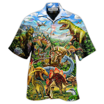 Hawaiian Shirt / Adults / S Dinosaur Rawrsome World Blue Sky - Hawaiian Shirt - Owls Matrix LTD