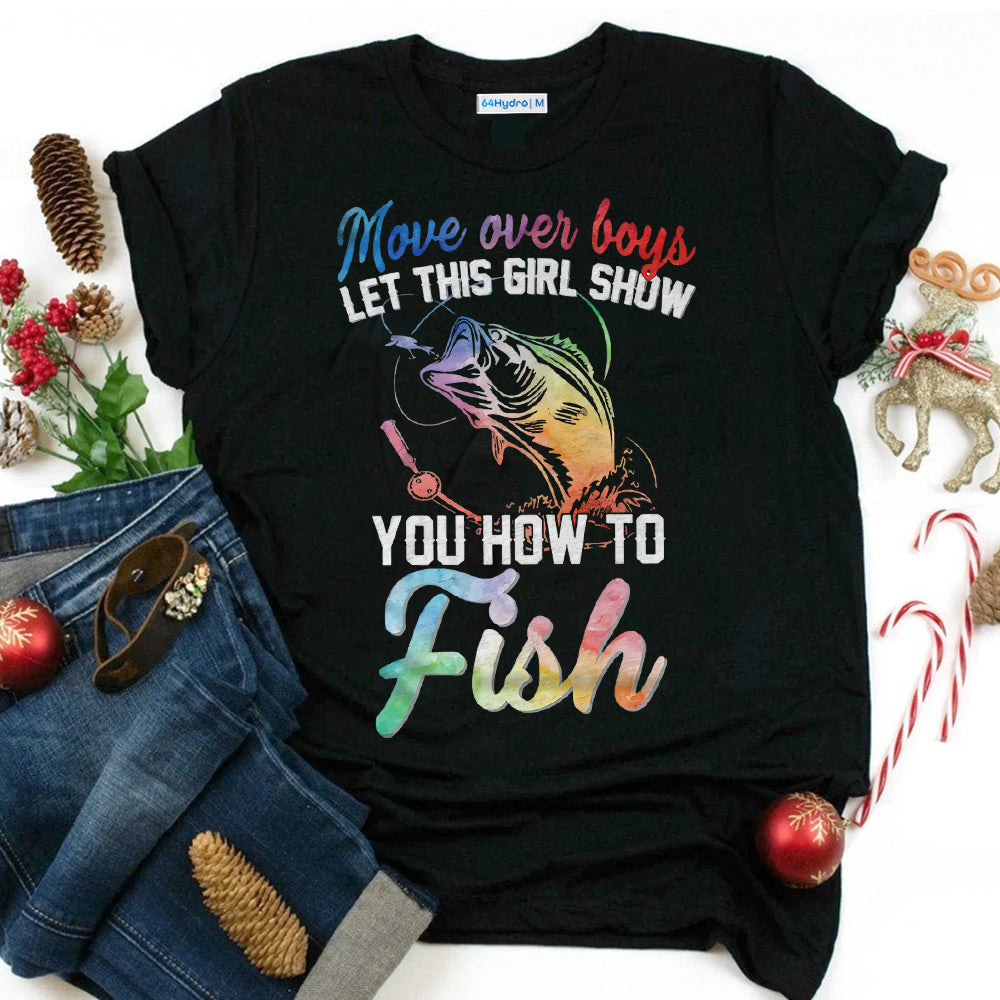 Fishing Girl Move Over Boys THAZ1611001Z Dark Classic T Shirt