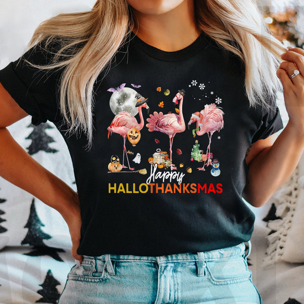 Flamingo HalloThanksMas Christmas THAZ0311013Z Dark Classic T Shirt
