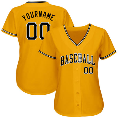 Custom Gold Black-White Authentic Baseball Jersey - Owls Matrix LTD
