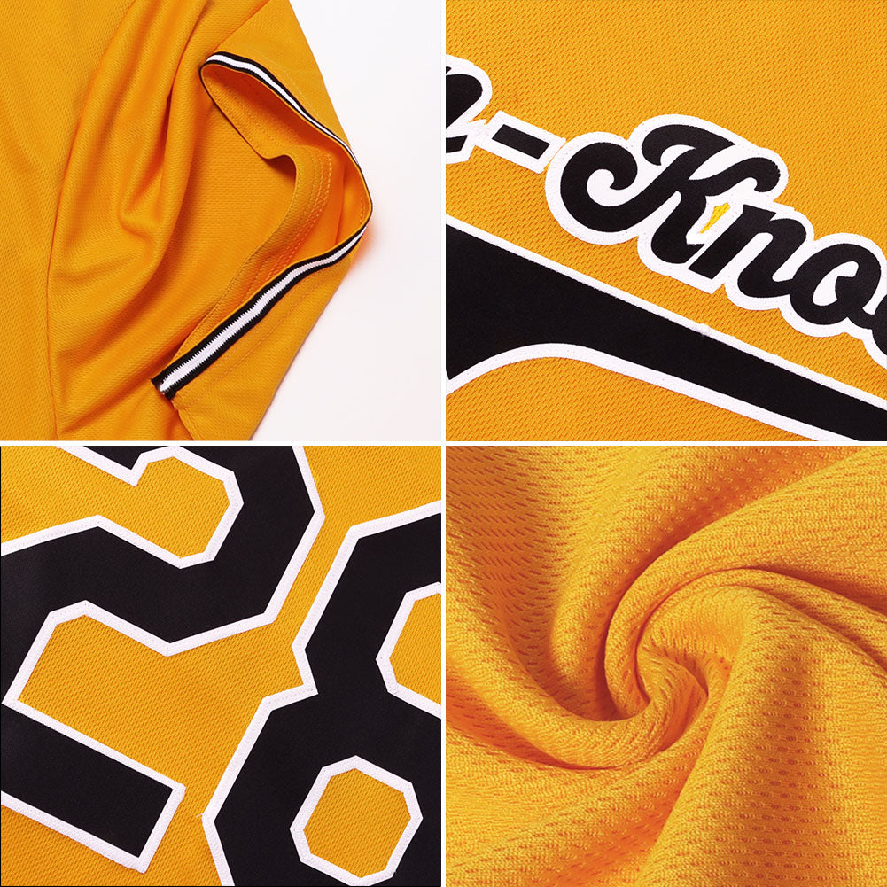 Custom Gold Royal-White Authentic American Flag Fashion Baseball Jersey - Owls Matrix LTD