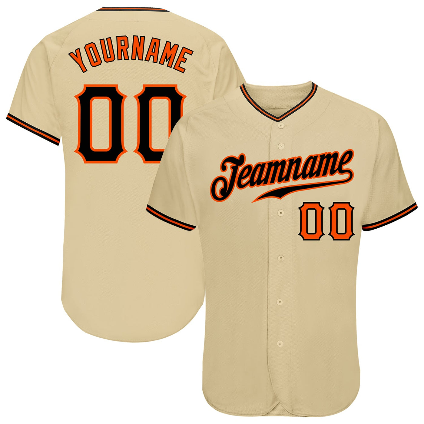 Custom Gold Black-Orange Authentic Baseball Jersey - Owls Matrix LTD