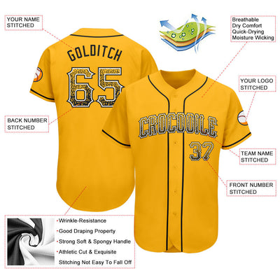 Custom Gold Black-White Authentic Drift Fashion Baseball Jersey - Owls Matrix LTD