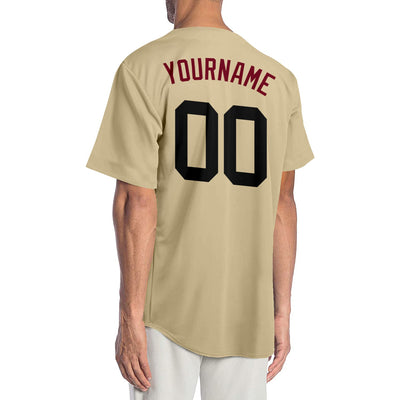 Custom Gold Black-Crimson Authentic Baseball Jersey