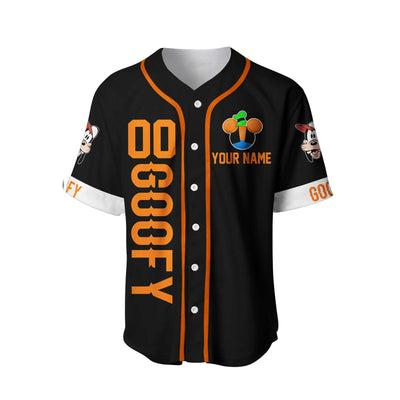 Goofy Dog Black Orange Disney Personalized Unisex Cartoon Custom Baseball Jersey