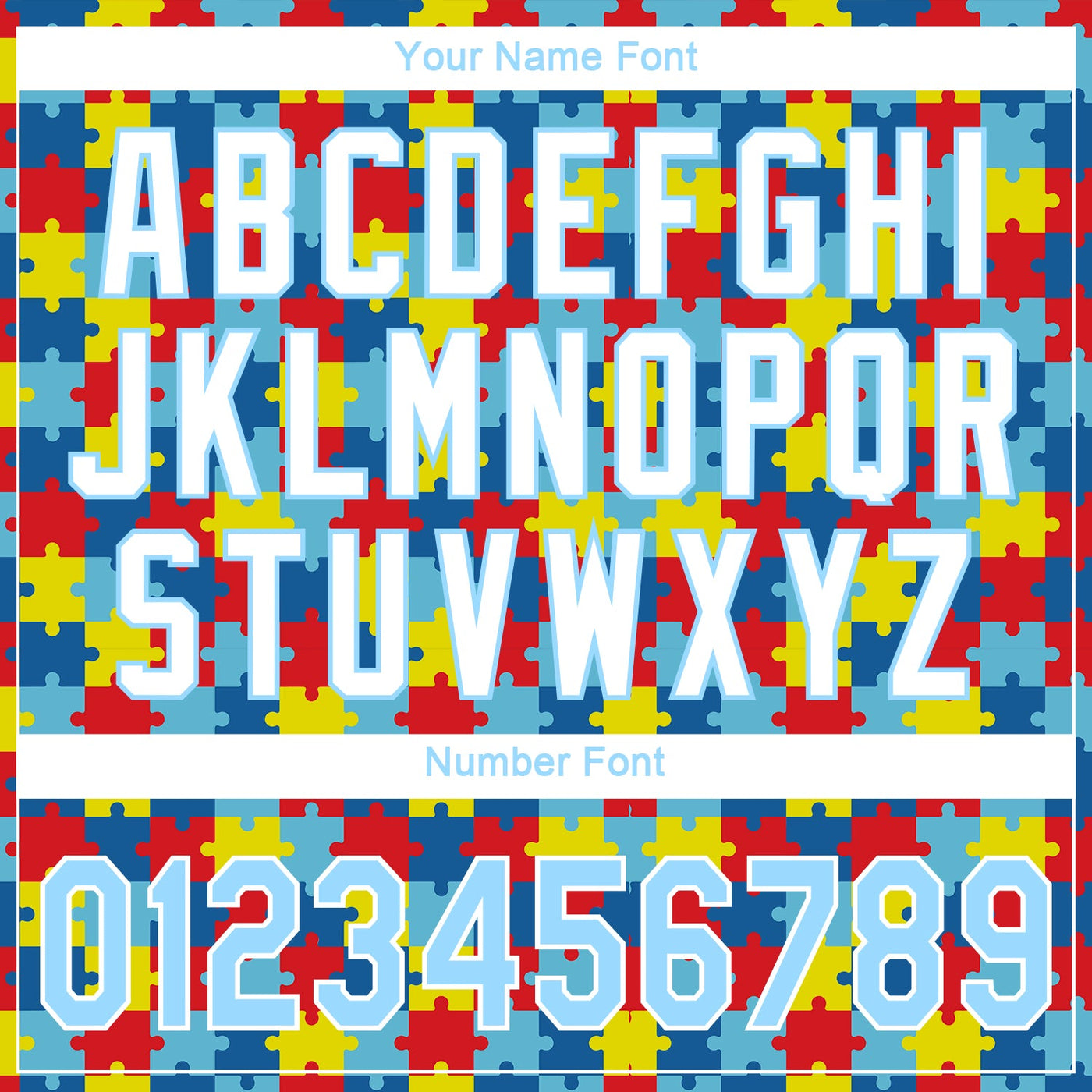 Custom Autism Awareness Puzzle Pieces Light Blue-White 3D Authentic Baseball Jersey - Owls Matrix LTD