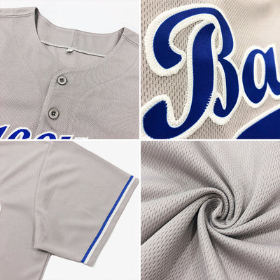 Custom Gray Royal-White Authentic Baseball Jersey - Owls Matrix LTD