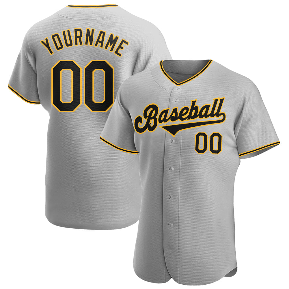 Custom Gray Black-Gold Authentic Baseball Jersey - Owls Matrix LTD