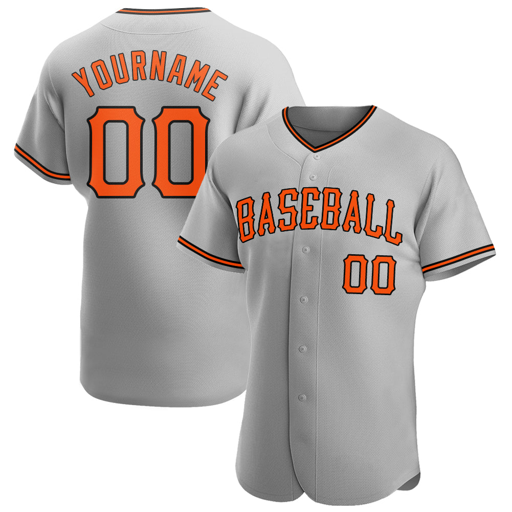 Custom Gray Orange-Black Authentic Baseball Jersey - Owls Matrix LTD
