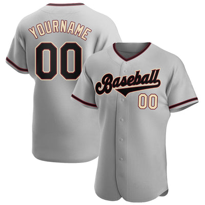 Custom Gray Black-Khaki Authentic Baseball Jersey - Owls Matrix LTD