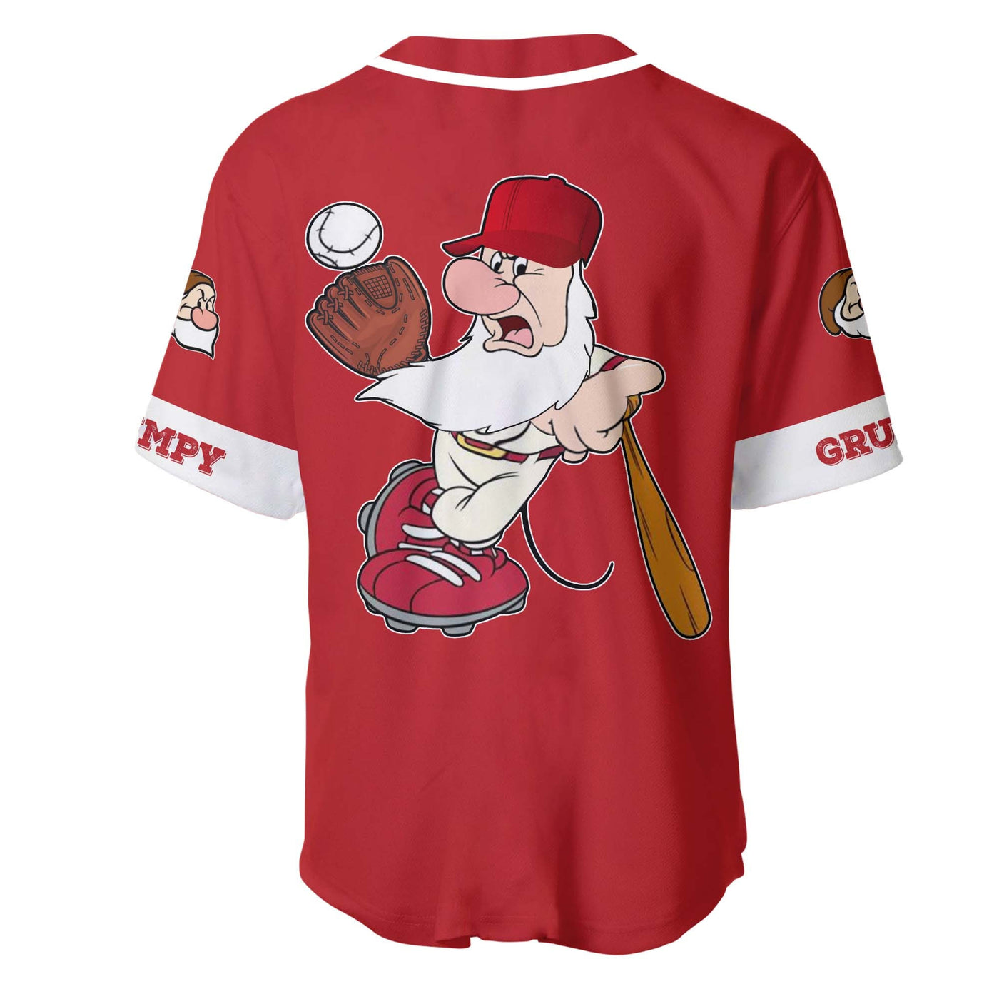 Grumpy Dwarf Custom Name &amp; Number Disney Personalized Unisex Cartoon Custom Baseball Jersey