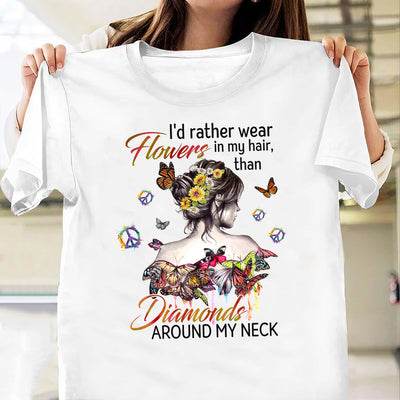 Hippie FLowers In My Hair DNGB1703009Y Light Classic T Shirt