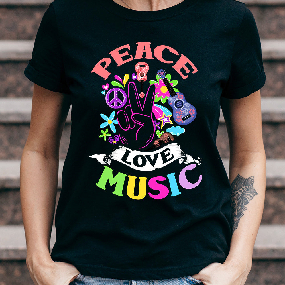 Hippie Peace Love Music MDGB1803005Y Dark Classic T Shirt
