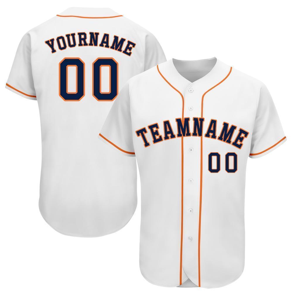 Default Title Custom White Navy-Orange Baseball Jersey - Owls Matrix LTD