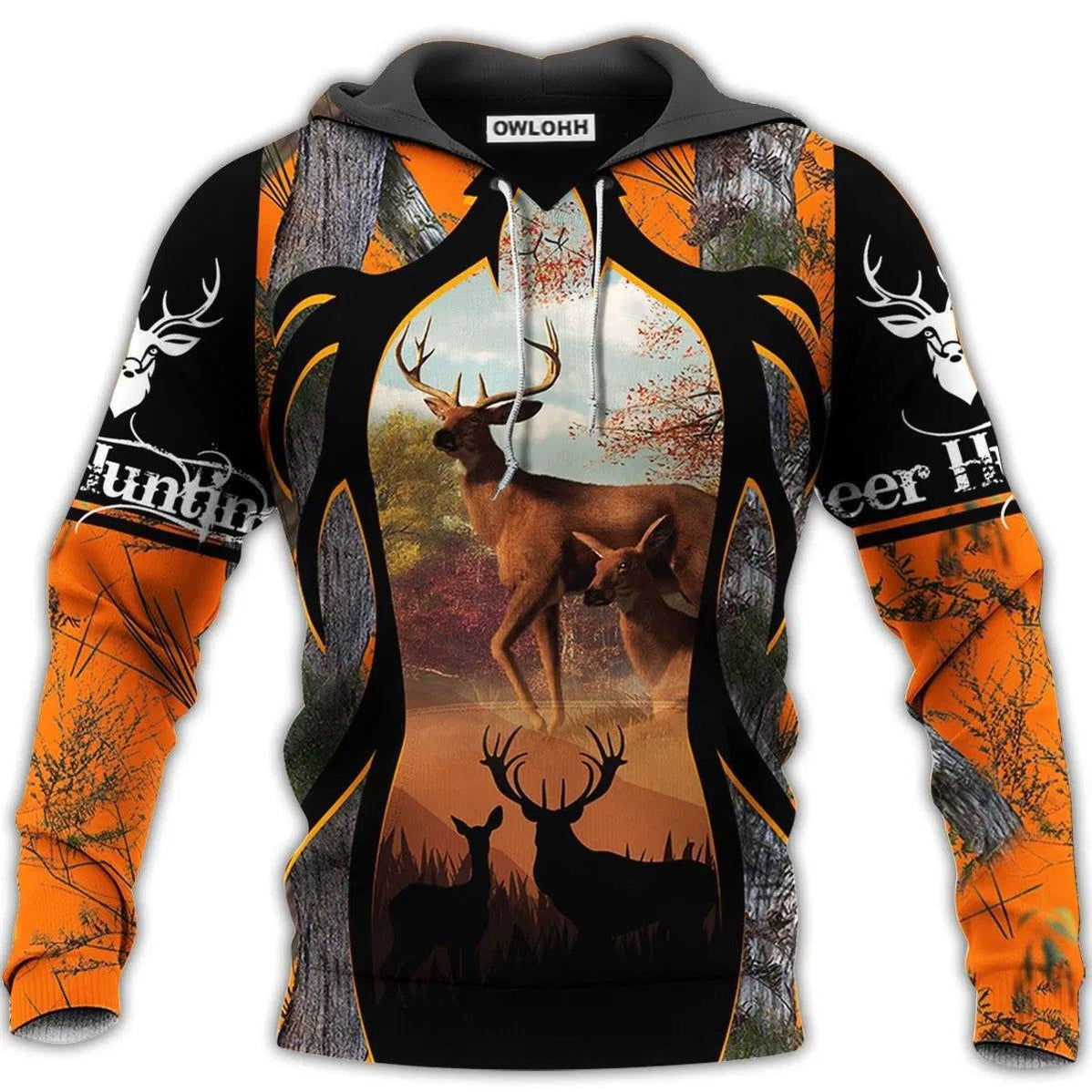 Hunting Deer Black And Orange Style - Hoodie - Owls Matrix LTD