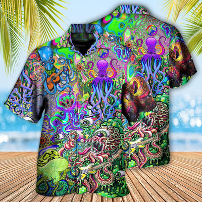 Hippie Funny Octopus Love Music Colorful Ocean - Hawaiian Shirt - Owls Matrix LTD