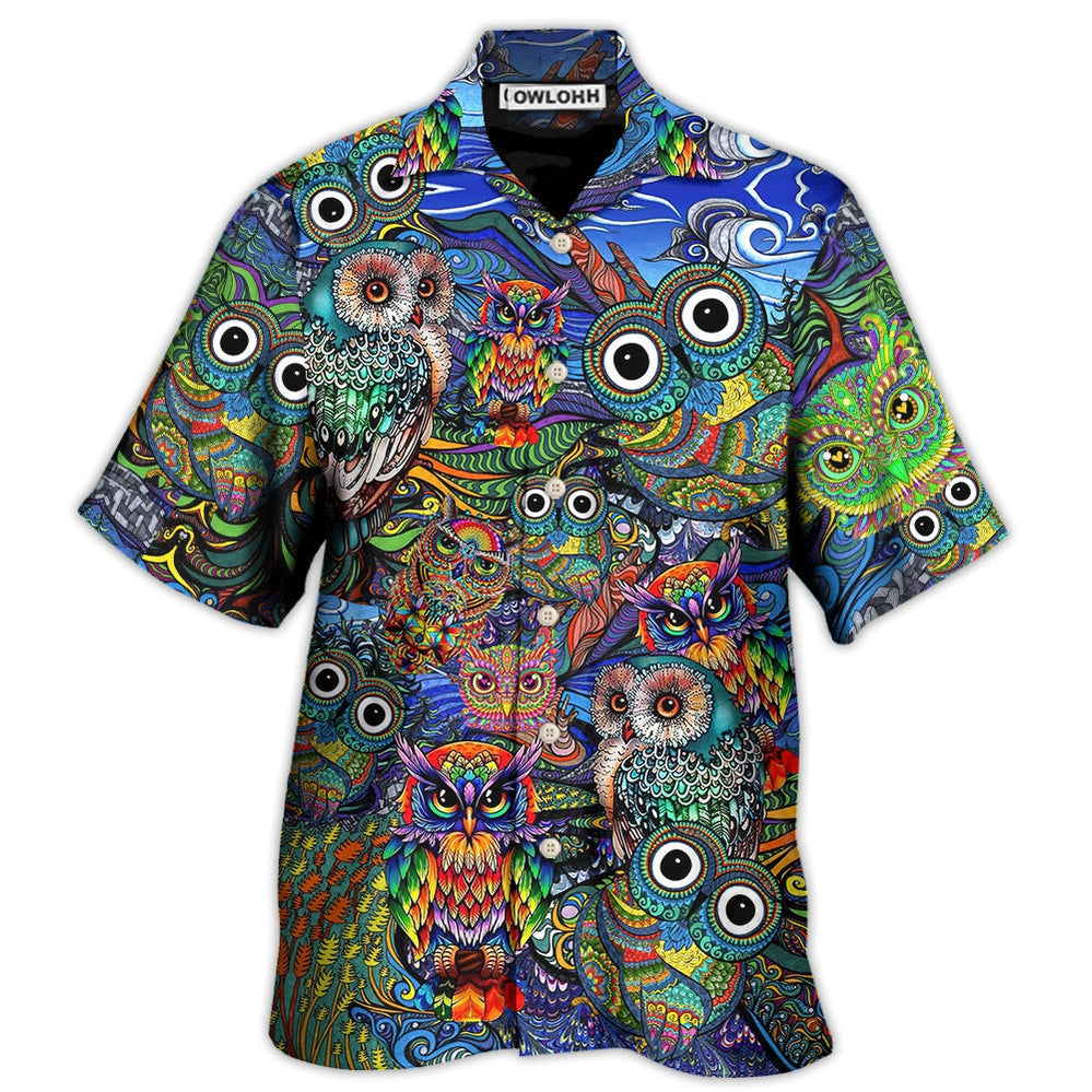 Hawaiian Shirt / Adults / S Hippie Owls Peace Life Mix Color Nice Style - Hawaiian Shirt - Owls Matrix LTD