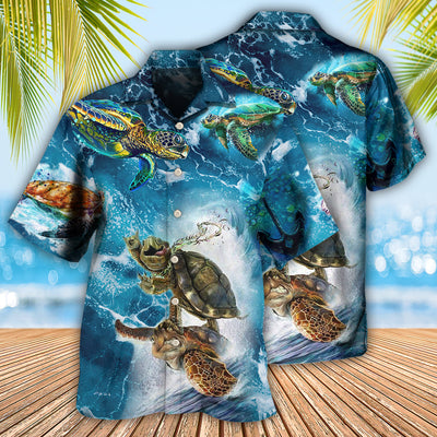 Turtle Swimming Over Sea - Hawaiian Shirt - Owls Matrix LTD