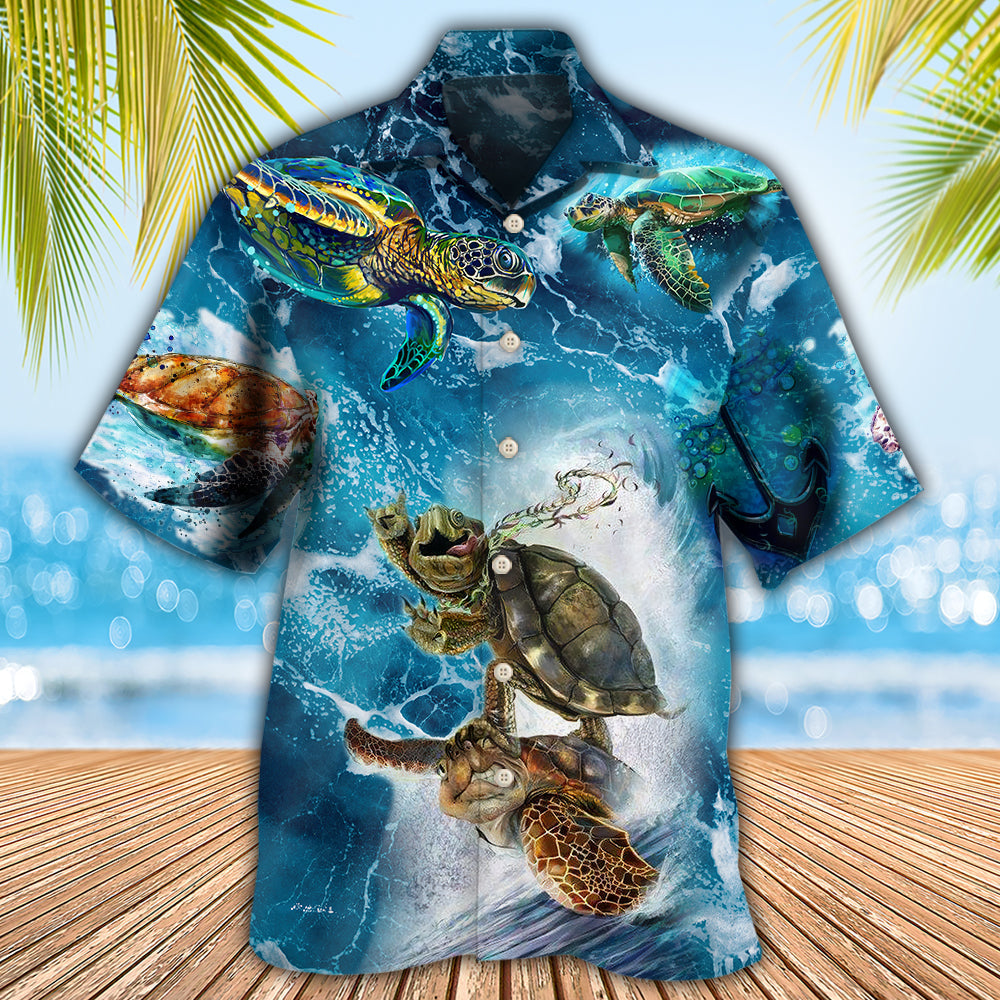 Turtle Swimming Over Sea - Hawaiian Shirt - Owls Matrix LTD