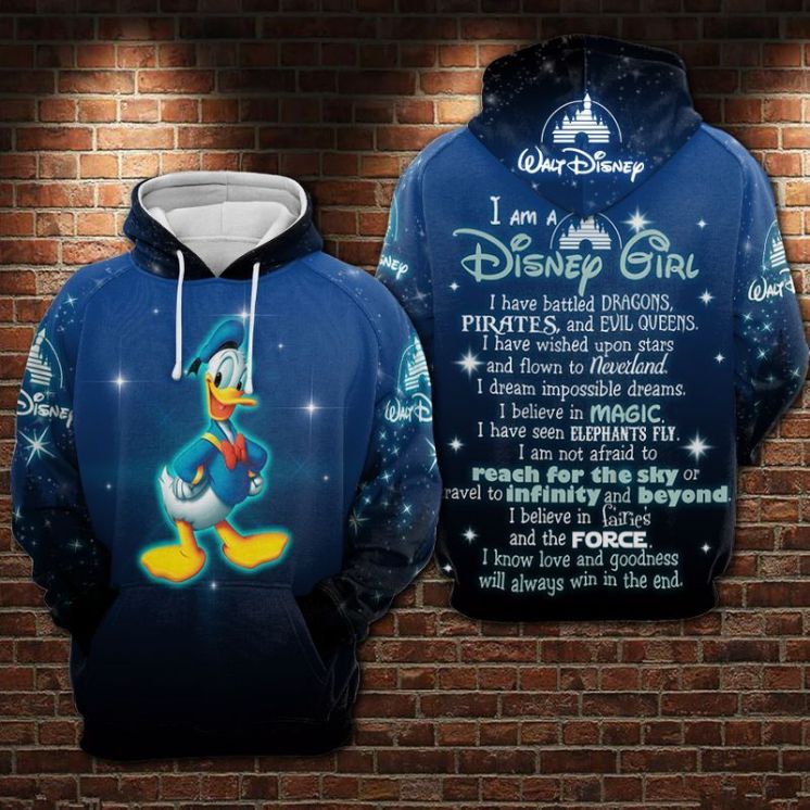 I Am A Disney Girl Donald Duck Blue Over Print 3d Zip Hoodie