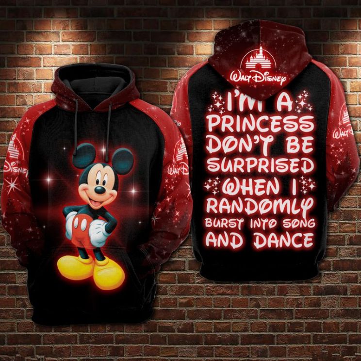 I Am A Disney Princess Mickey Over Print 3d Zip 1 Hoodie