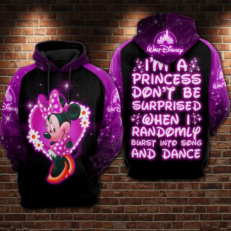 I Am A Disney Princess Minnie Over Print 3d Zip Hoodie