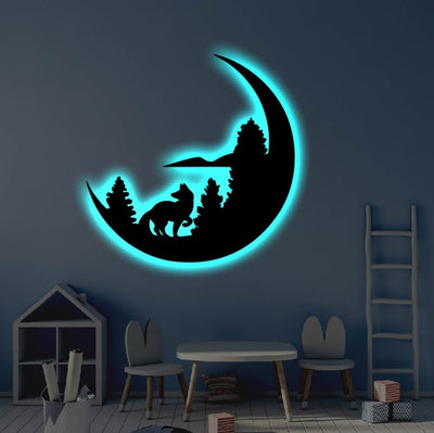 Moon With Forest Style - Led Light Metal - Owls Matrix LTD