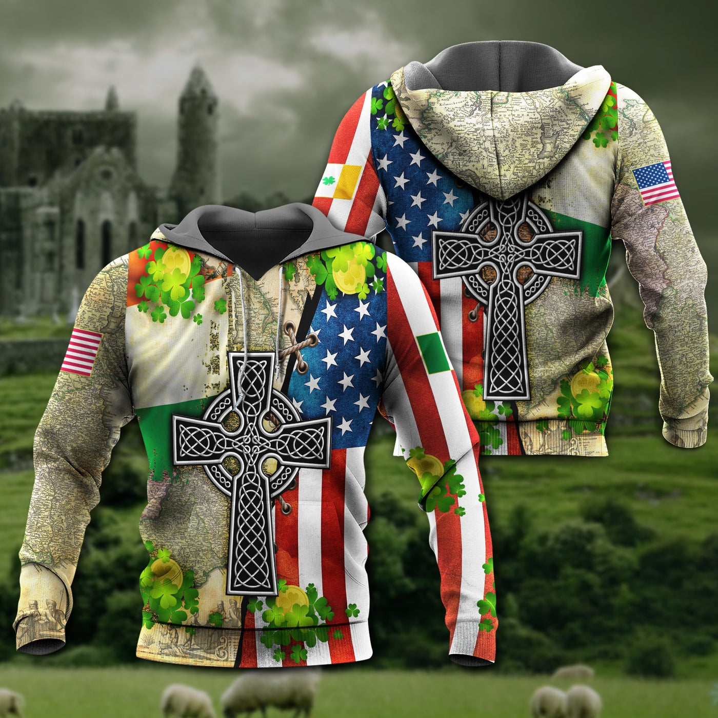 Irish By Blood American By Birth Patriot By Choice With Cool Style - Hoodie - Owls Matrix LTD