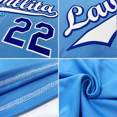Custom Light Blue Old Gold-Royal Authentic Baseball Jersey - Owls Matrix LTD
