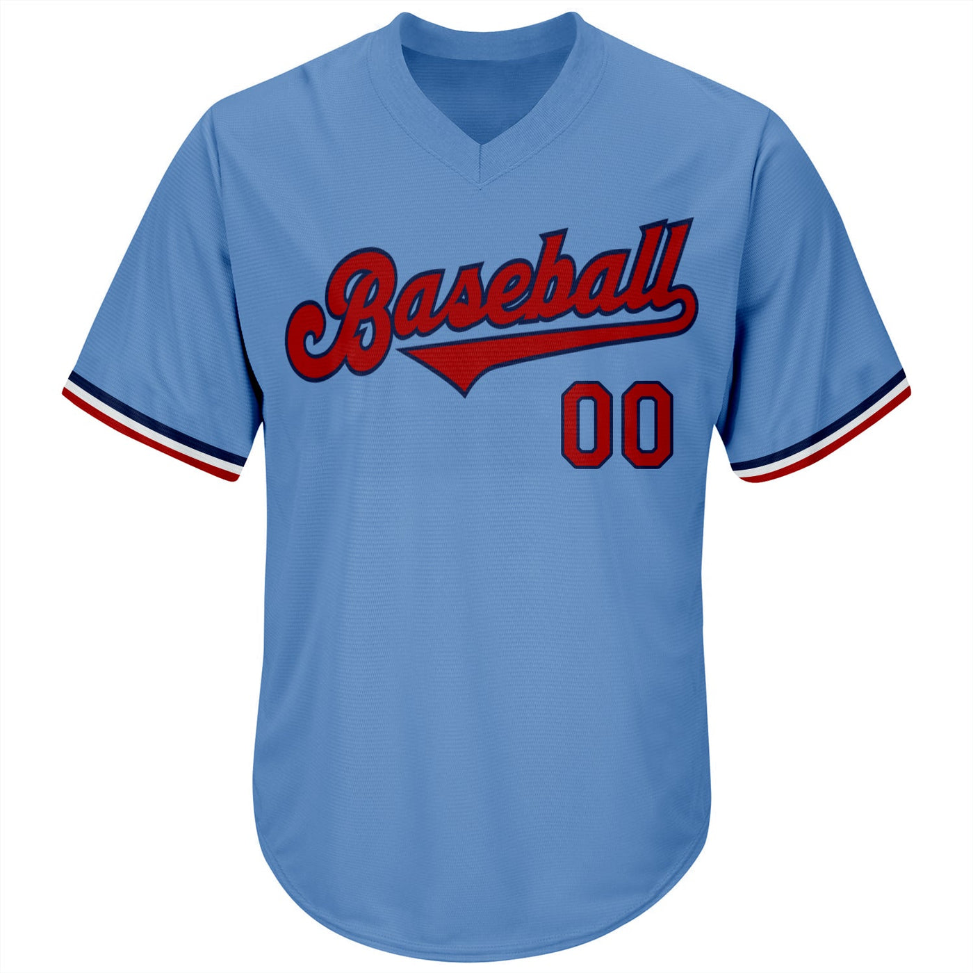 Custom Light Blue Red-Navy Authentic Throwback Rib-Knit Baseball Jersey Shirt - Owls Matrix LTD