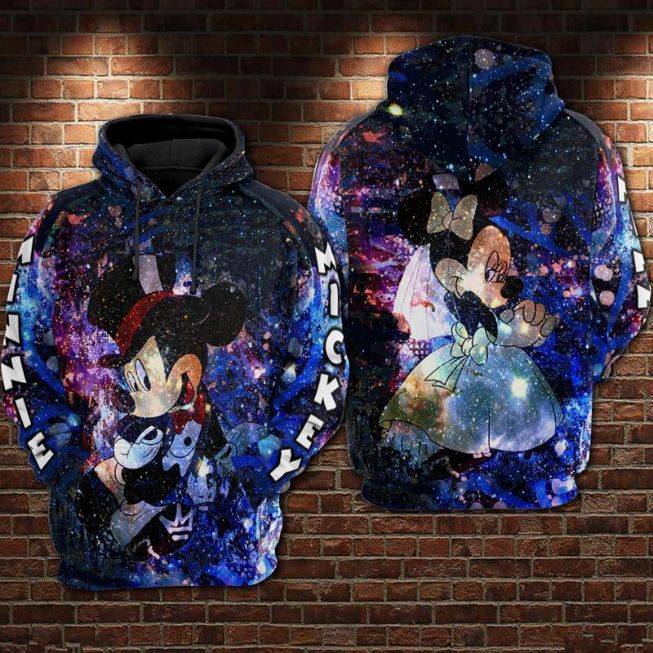 Mickey And Minnie Disney Over Print 3d Zip 12 Hoodie