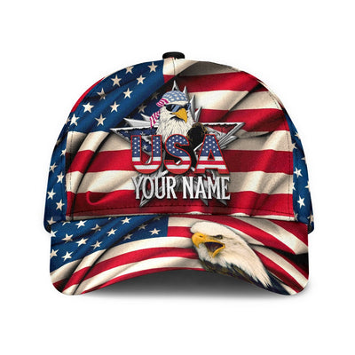 Custom Proud American Eagle Independence Day Personalized Name Classic Cap - CAPC01NGA120222-Owls Matrix