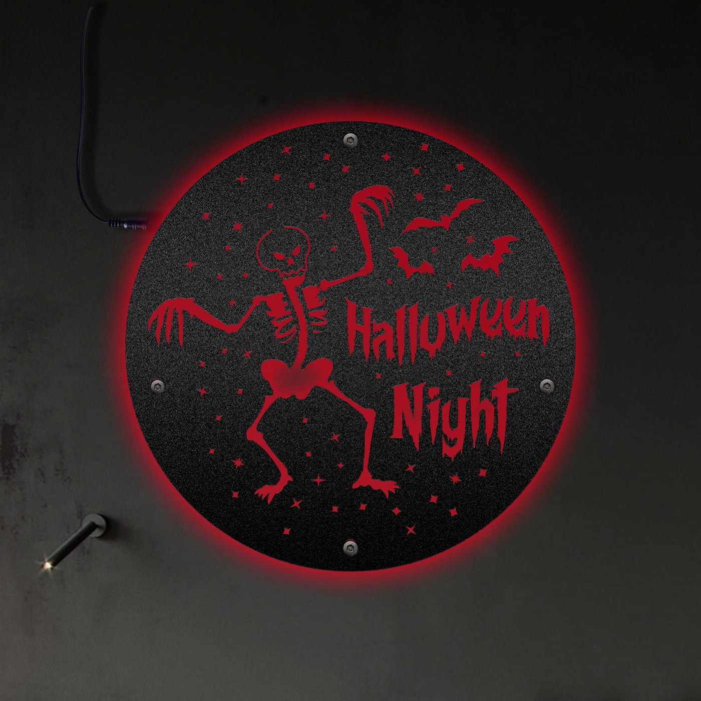 Scary Skeleton Halloween Day - Led Light Metal - Owls Matrix LTD