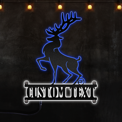 Christmas Deer Personalized - Two Colours Led Lights Metal - Owls Matrix LTD