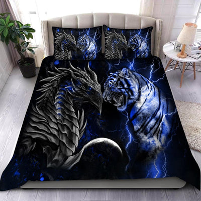 Dragon Blue Dragon And Tiger - Bedding Cover - Owls Matrix LTD
