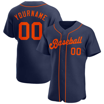 Custom Navy Orange Authentic Baseball Jersey - Owls Matrix LTD