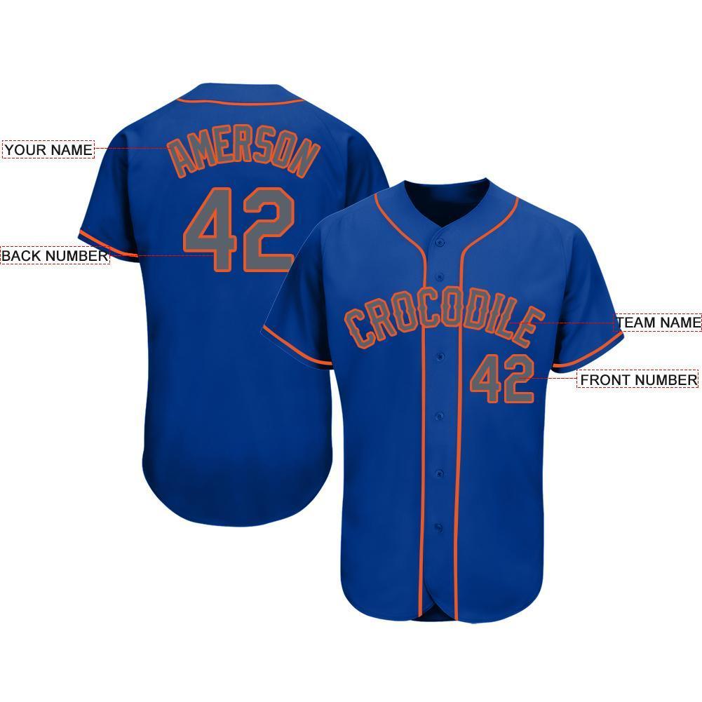 Custom Royal Gray-Orange Baseball Jersey - Owls Matrix LTD