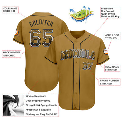 Custom Old Gold Black-White Authentic Drift Fashion Baseball Jersey - Owls Matrix LTD