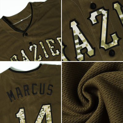 Custom Olive Camo-Black Authentic Salute To Service Baseball Jersey - Owls Matrix LTD