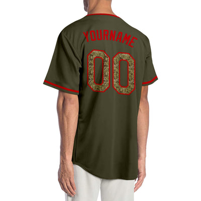 Custom Olive Cmao-Red Authentic Salute To Service Baseball Jersey - Owls Matrix LTD