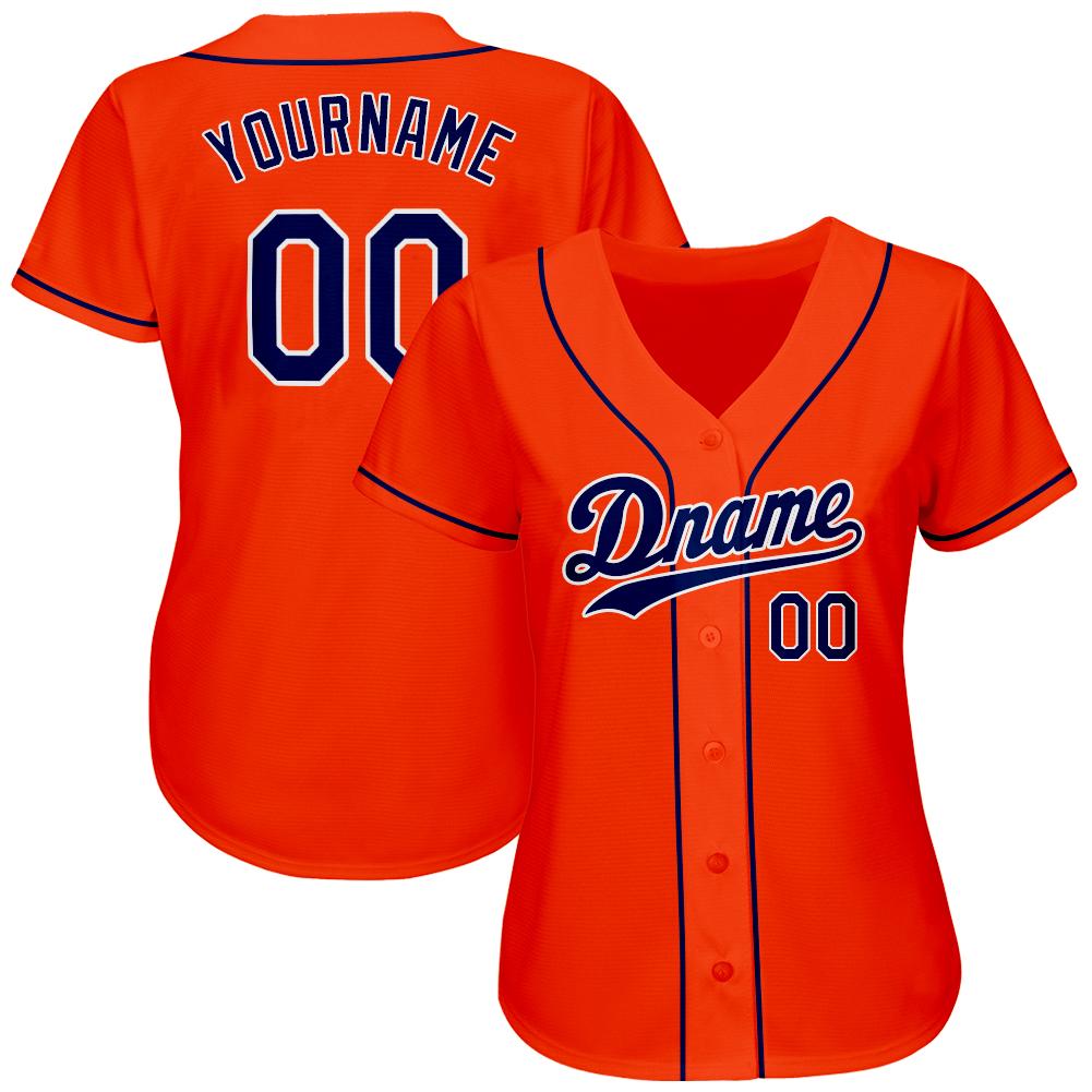 Custom Orange Navy-White Authentic Baseball Jersey - Owls Matrix LTD