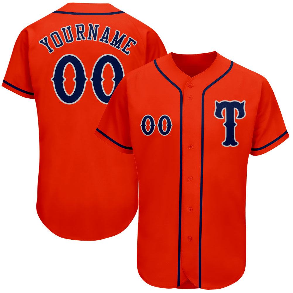 Custom Orange Navy-Gray Authentic Baseball Jersey - Owls Matrix LTD