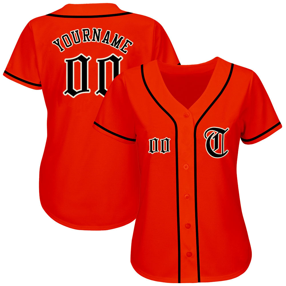Custom Orange Black-Cream Authentic Baseball Jersey - Owls Matrix LTD