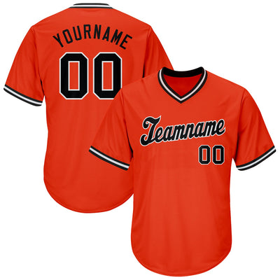 Custom Orange Black-White Authentic Throwback Rib-Knit Baseball Jersey Shirt - Owls Matrix LTD