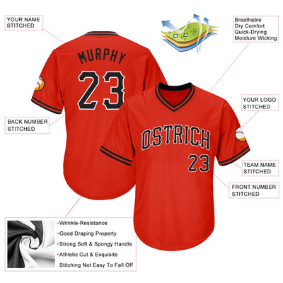 Custom Orange Black-White Authentic Throwback Rib-Knit Baseball Jersey Shirt - Owls Matrix LTD