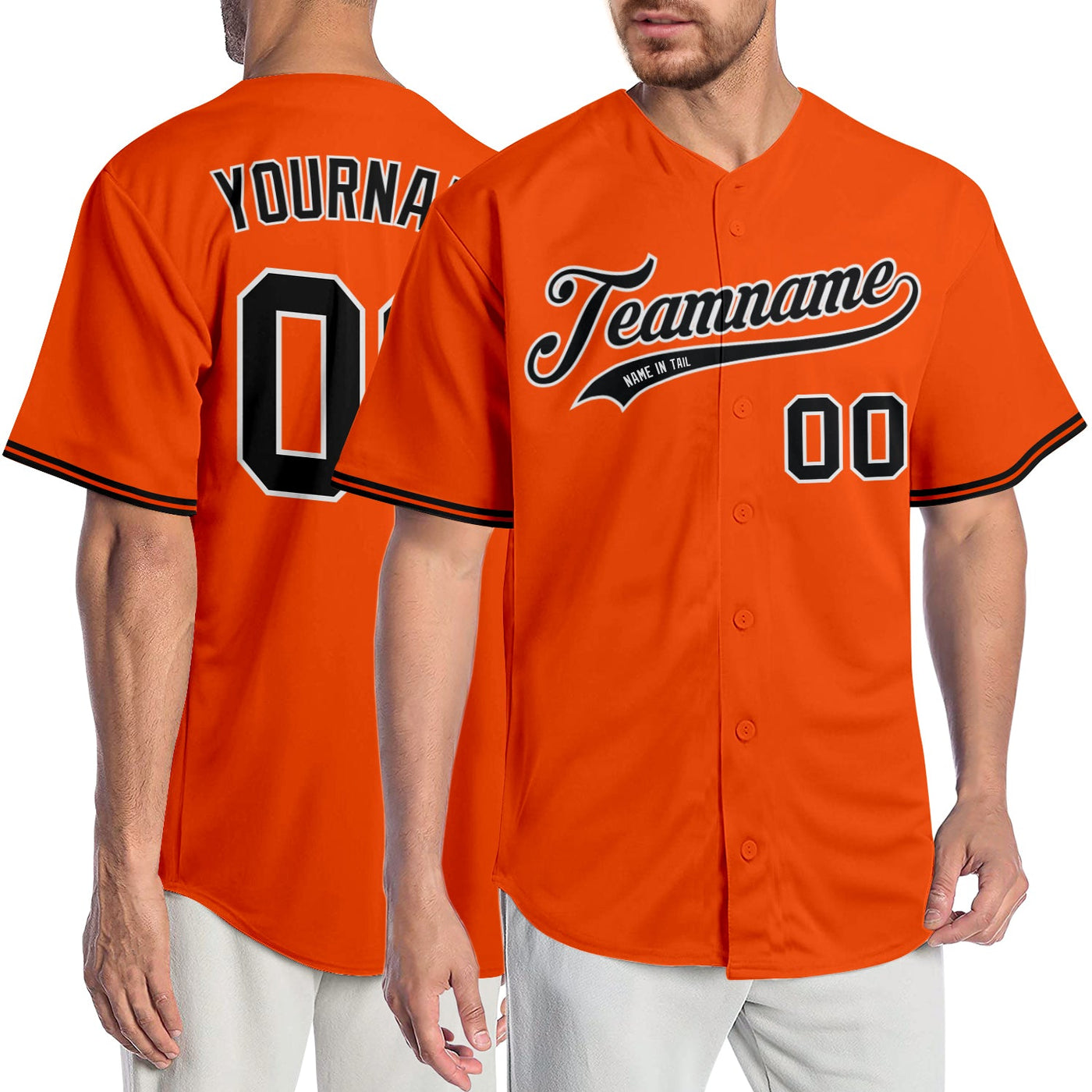 Custom Orange Black-White Authentic Baseball Jersey - Owls Matrix LTD