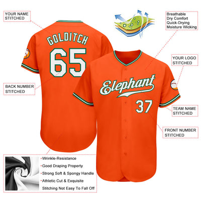 Custom Orange White-Kelly Green Authentic Baseball Jersey - Owls Matrix LTD